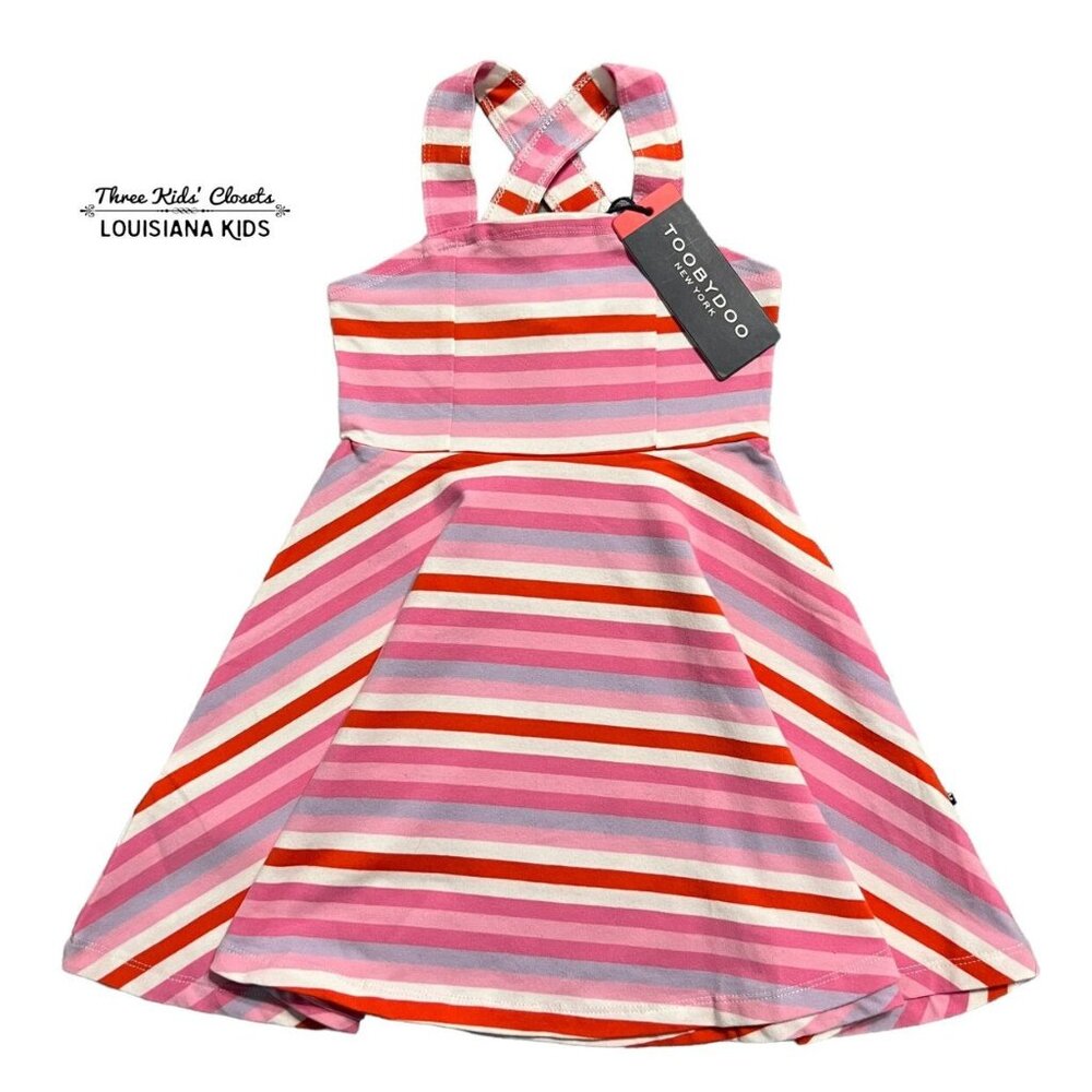 NEW Toobydoo 2Y Pink Striped Jocelyn Skater Twirl Dress